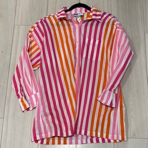 Beach Riot Pink, Orange & White Striped Button-Up Shirt